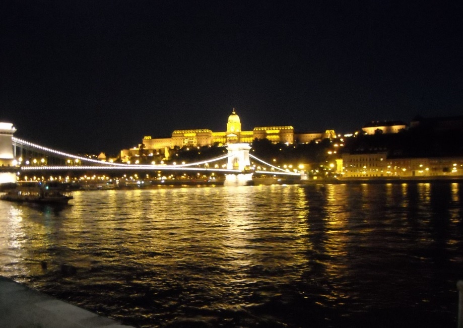 Nocny widok na Górę Zamkową w Budapeszcie