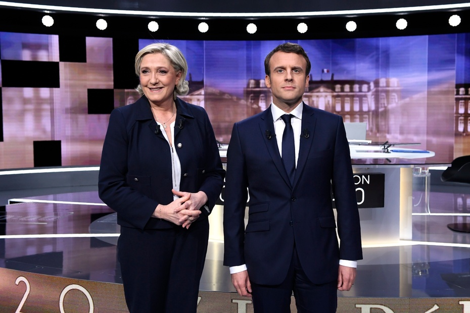Marine Le Pen i Emmanuel Macron w czasie telewizyjnej debaty. Fot. PAP/EPA