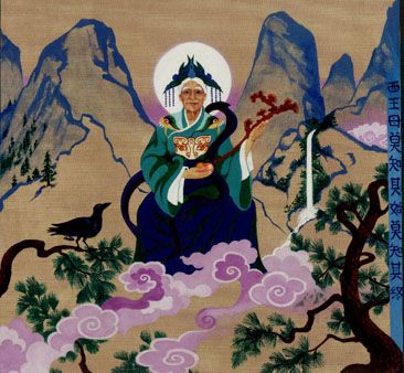 Xi Wang Mu na tle gór Kunlun
