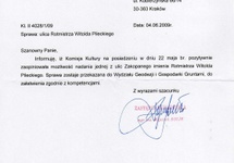 List władz Zakopanego do Fundacji Paradis Judaeorum z 4 czerwca 2009 r.