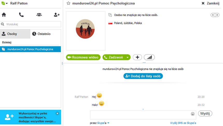 Korespondencja przez Skype - 22.01.2014