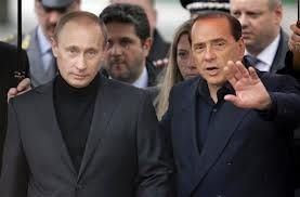 Z S. Berlusconim na urodzinach  W. Putina w Moskwie