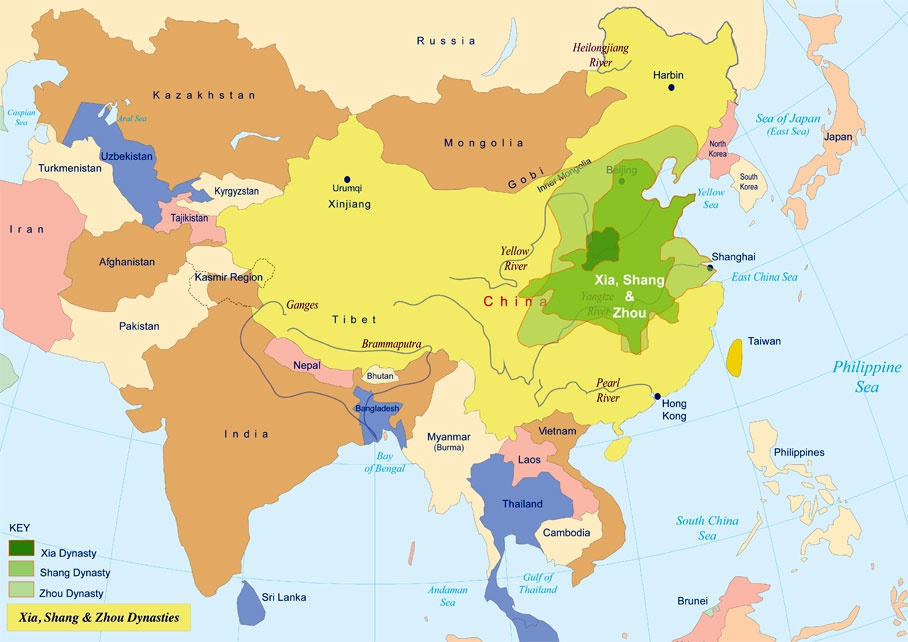 Zasięg terytorialny dynastii Shang
