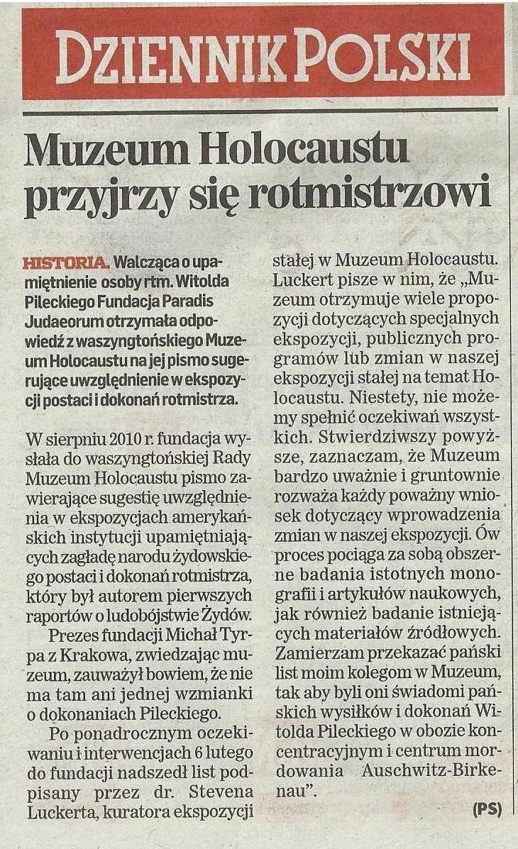 Ze strony 5. krakowskiego "Dziennika Polskiego" z 20.II.2012 r.