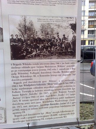 6 Brygada Wileńska "Łupaszki", w której służyła "Inka". Zdjęcie z 13.09 br Wystawa plenerowa IPN na ul Grójeckiej w Warszawie.