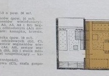 Plan przykładowego M-3 wg folderu Mebli Kowalskich z lat ok. 1963-1964