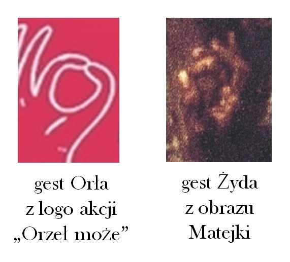 fot. 1 | zestawienie gestów Orła (z "Orzeł może") i Żyda (z "Konstytucji 3 maja" Jana Matejki)