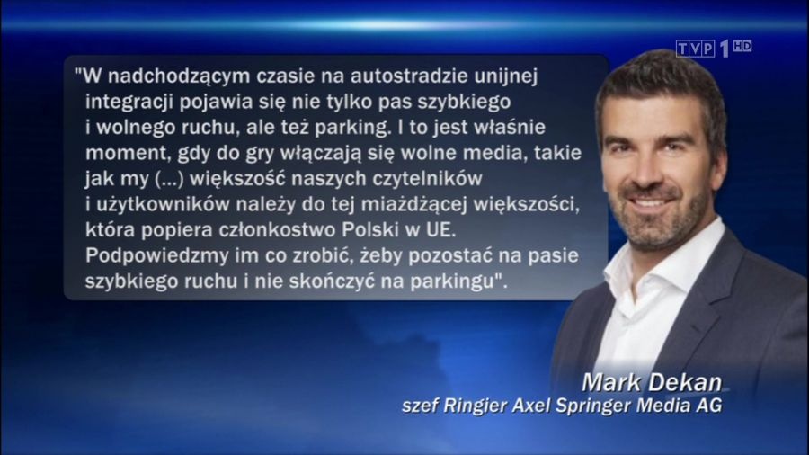 Fragment listu Marka Dekana do polskich dziennikarzy. Fot. TVP