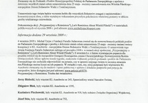 Egzemplarz petycji do europosłów nadesłany przez p.dyr.Wandę Jantę z SP w Jodłówce