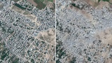 Lotnicze zdjęcie północnego rejonu Gazy przed i po pombardowaniu przez izraelskie lotnictwo