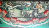 Ilustracja sceny w Ogrodzie Brzoskwiniowym "Opowieści o Trzech Królestwach" w Długim Korytarzu Pałacu Letniego w Beijing