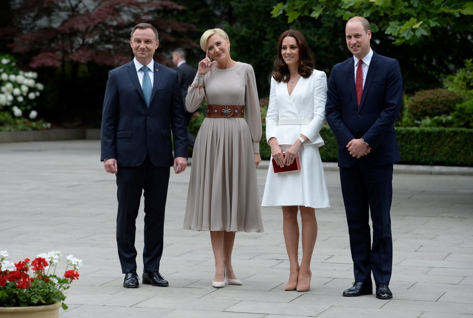 Para książęca w towarzystwie polskiej pary prezydenckiej. Fot. PAP