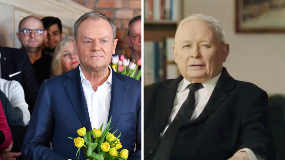 Premier Donald Tusk i prezes PiS Jarosław Kaczyński. Fot. PAP/Andrzej Jackowski, X/@pisorgpl