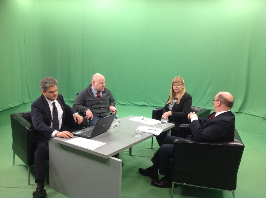 Studio TV Republika,z Anitą Gargas, Wojciechem Pomorskim i Stefanem Hamburą, 18 lutego 2014.