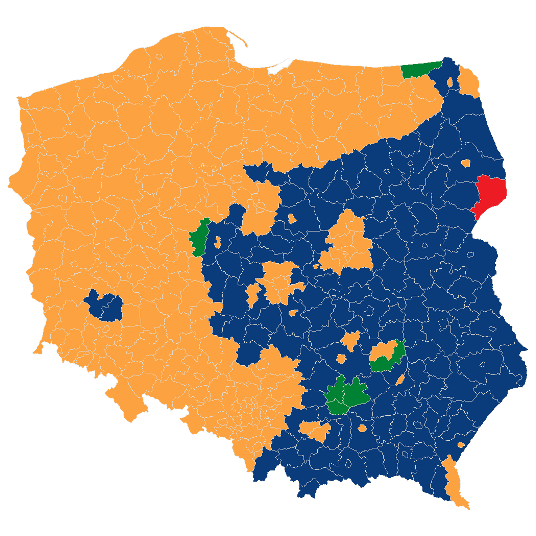 Wyniki w powiatach.
Państwowa Komisja Wyborcza
http://wybory2011.pkw.gov.pl/wyn/pl/000000.html#tabs-1