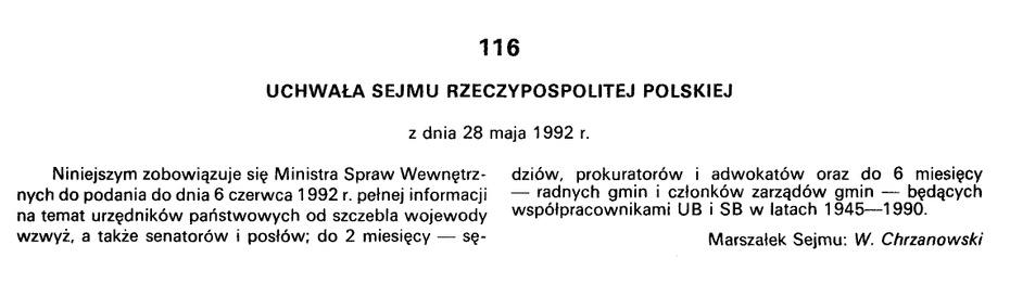 źródło: isap.sejm.gov.pl, Monitor Polski za 1992 r., nr 16, poz. 116