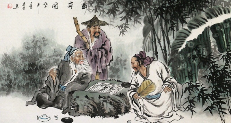 01-Ilustracja legendy o drwalu Wang Zhi
