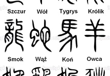 Starożytne hieroglify ze zwierzętami zodiaku