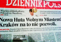 Tytułowa strona "Dziennika Polskiego" z 15 grudnia 2012 r. Dzień po ogłoszeniu Manifestu Wolnego Miasta Nowa Huta.