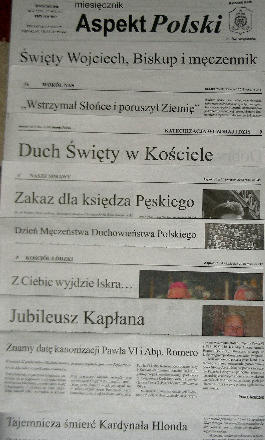 W tę niedzielę Aspekt Polski nr 243, To już kwiecień 2018r.