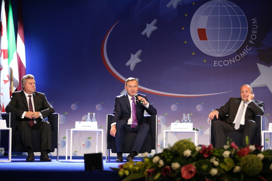 Prezydent Andrzej Duda gościem Forum Ekonomicznego w Krynicy. Fot. PAP/Grzegorz Momot