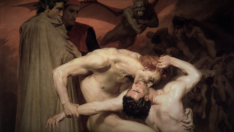 ,,Dante i Wergiliusz w piekle" (fragm.) -  aut. William-Adolphe Bouguereau (1850 r.)