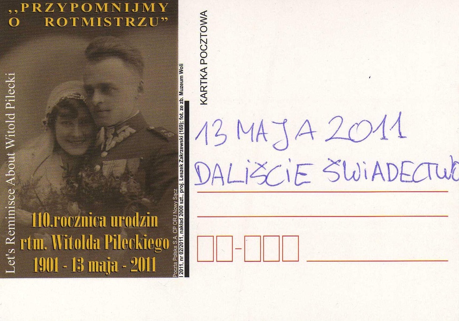 Pocztówka akcji "Przypomnijmy o Rotmistrzu" wydana z okazji 110. urodzin Witolda Pileckiego.