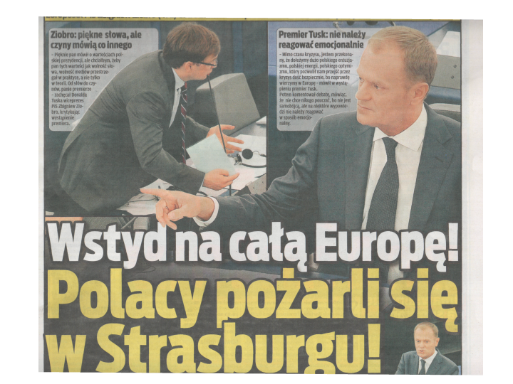 "Fakt"z dnia 7 lipca 2011 
"Wstyd na całą Europę! Polacy pożarli się w Strasburgu!"