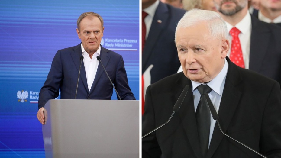 Donald Tusk i Jarosław Kaczyński. Fot. PAP/Albert Zawada