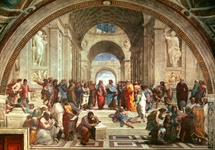 Rafael, Szkoła ateńska, fresk namalowany na zlecenie papieża Juliusza II