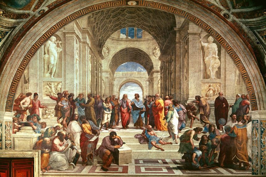 Rafael, Szkoła ateńska, fresk namalowany na zlecenie papieża Juliusza II