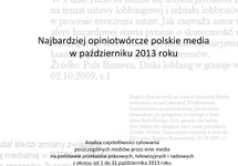„Najbardziej opiniotwórcze polskie media w październiku 2013 roku” (raport Instytutu Monitoringu Mediów)