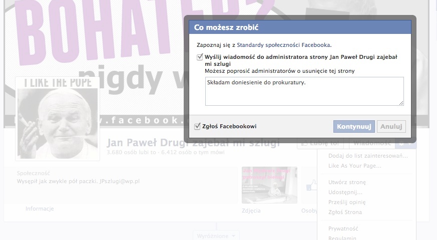 Facebook zlikwidował profil szydzący z bł. Jana Pawła II