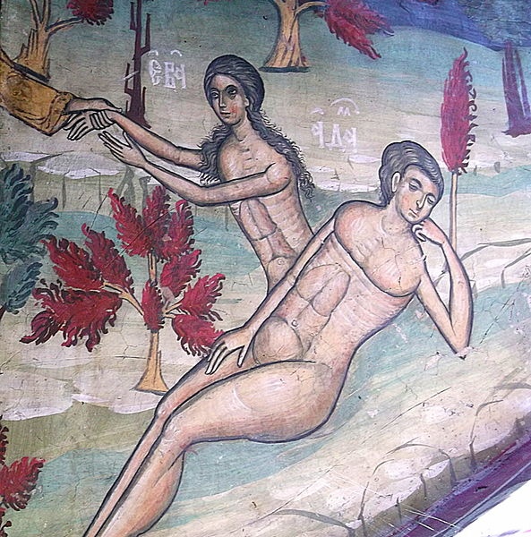 Suczawica (Sucevita), monastyr, fragment fresku, stworzenie Ewy.jpg, źródło: Wikimedia Commons