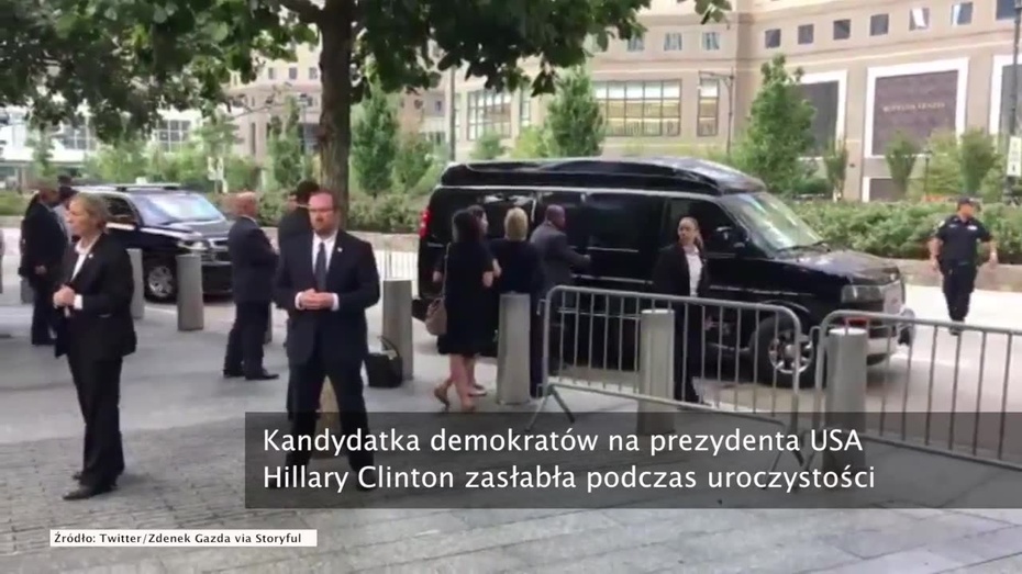 Hillary Clinton wsiada do samochodu po zasłabnieciu, fot. Storyful/kadr z filmu