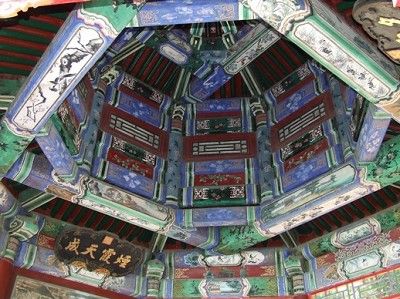 Strop altanki pomiędzy przęsłami Długiego Korytarza w Pałacu Letnim w Beijing