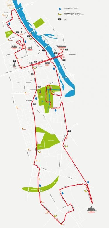 38. Maraton Warszawski (mapa trasy biegu z oficjalnej strony organizatora)
