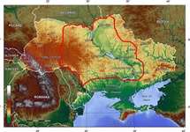 Czerwona linia oznacza granicę Ukrainy sensu stricte.