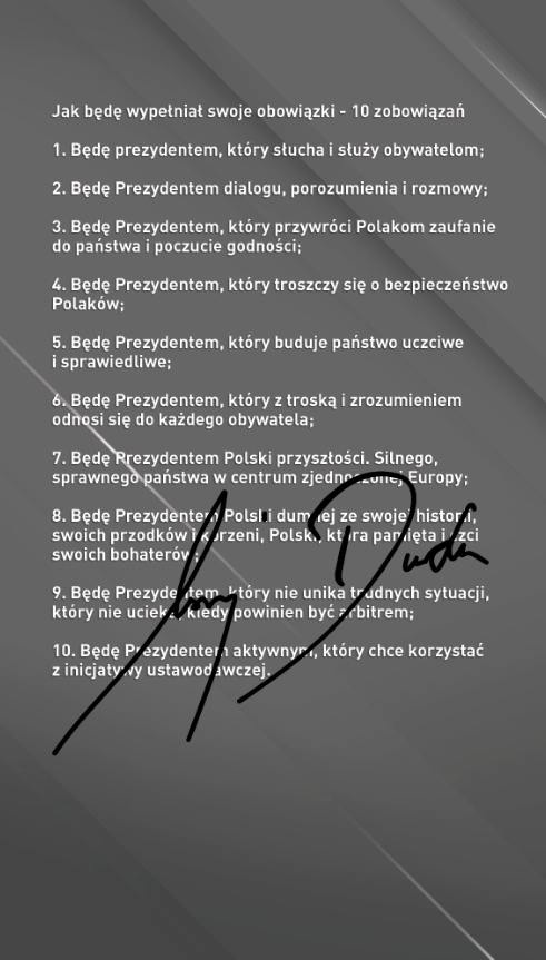 Umowa Programowa Andrzeja Dudy z Polakami / Twitter: @AndrzejDuda2015