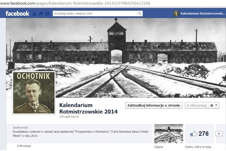 Skan facebookowej strony "Kalendarium Rotmistrzowskie 2014"