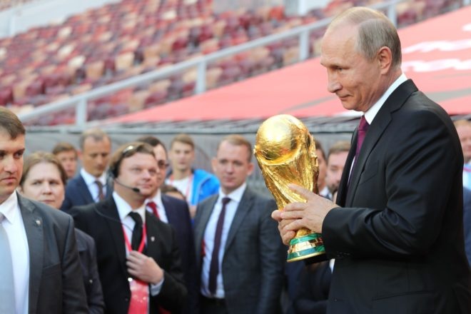 Władimir Putin podczas mundialu 2018 roku w Rosji.