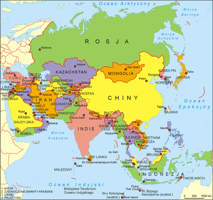 Mapa administracyjna Azji