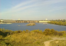 Widok z północnego krańca  wyspy na Dniepr