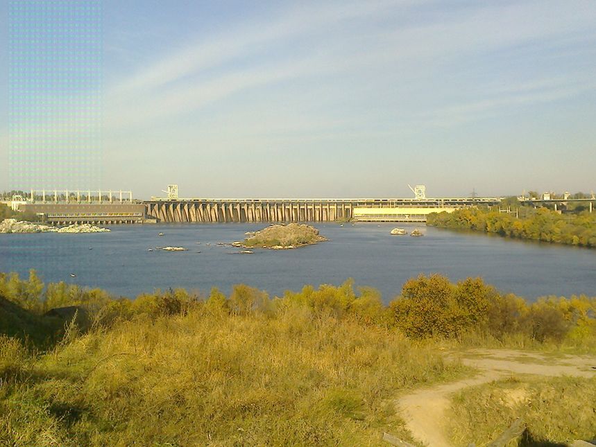 Widok z północnego krańca  wyspy na Dniepr