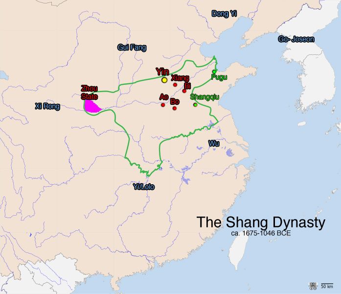 Stolice dynastii Shang. Źródło: ) http://thehistoryofchina.wordpress.com