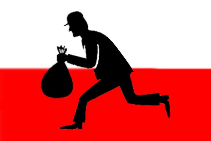 Propozycja nowej flagi dla Polaków/ Google; J. Pecyna "Złodziej..."