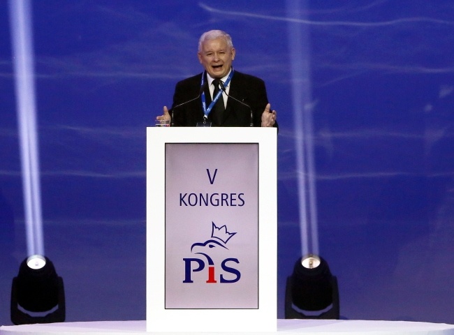 Jarosław Kaczyński na kongresie PiS, fot. PAP/Tomasz Gzell
