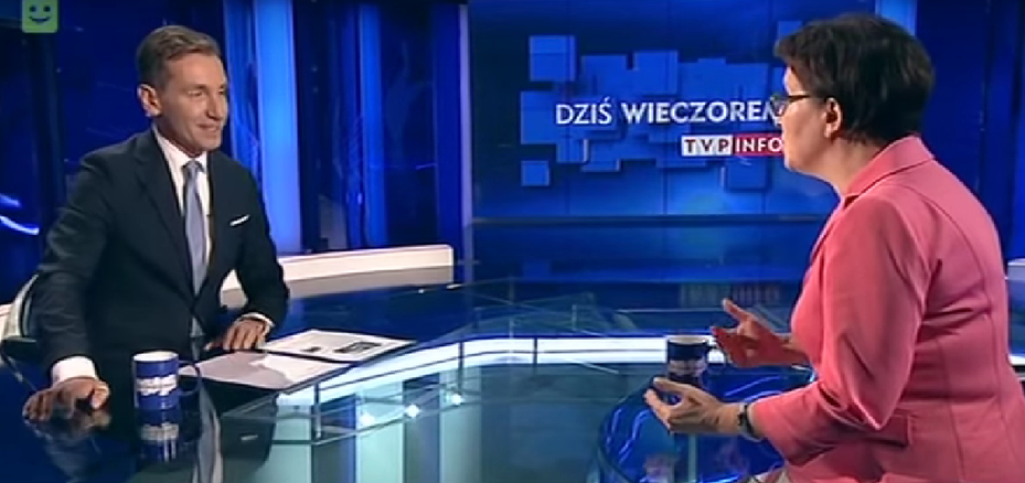 Ewa Kopacz i Piotr Kraśko w Telewizji Polskiej. fot.youtube.com