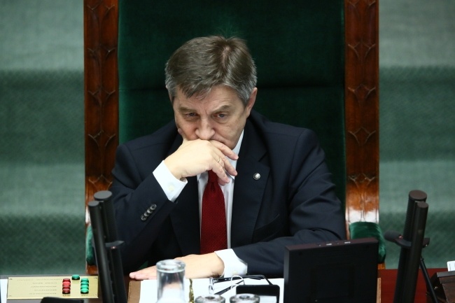 Marszałek Marek Kuchciński podczas posiedzenia Sejmu, fot. PAP/Leszek Szymański