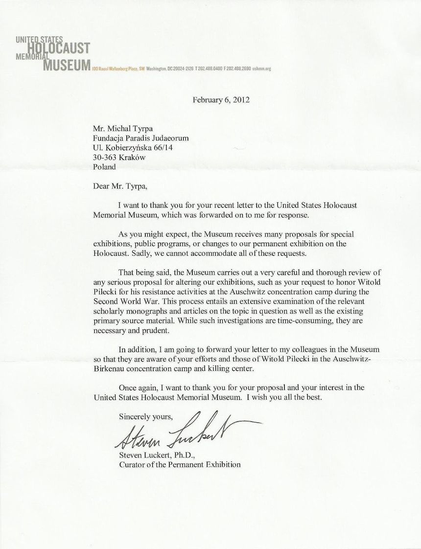 Odpowiedź USHMM z 6.II.2012